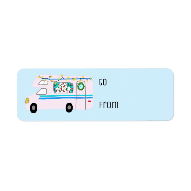 Étiquette Charming Christmas Camper Vintage RV Xmas Cadeau (Devant)