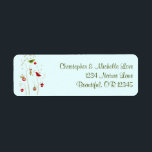 Étiquette Charming Winter Birds Christmas Holiday Adresse<br><div class="desc">~Ce Charmante Oiseaux d'hiver Noël Le design étiquette de adresse de Noël présente deux oiseaux de charme qui décorent un arbre avec des ornements une belle journée enneigée dans les tons vert,  rouge et beige avec un arrière - plan d'hiver bleu pâle. Certains graphiques Copyright GraphicMarket</div>