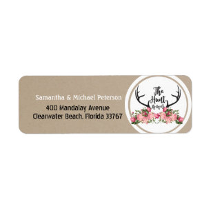 Étiquette Chasse romantique sur le Mariage floral Antler rus