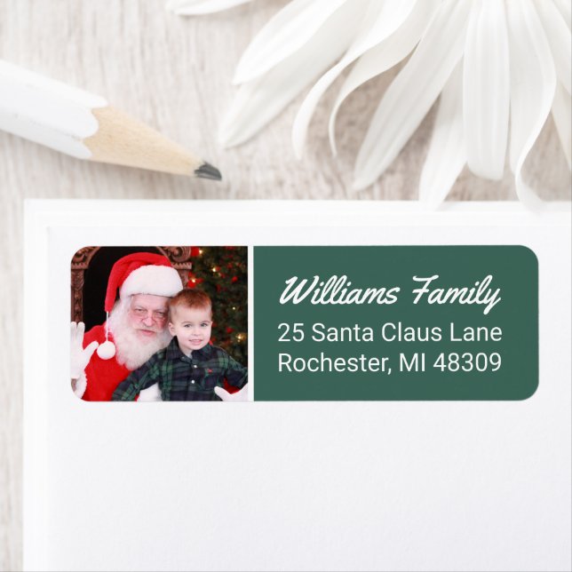 Étiquette Chasseur moderne Green Custom Photo Adresse de ret (En situation)