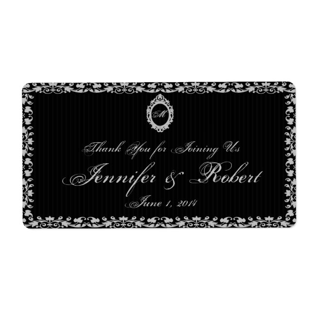 Étiquette Châssis gothique Monogramme Bouteille d'eau (Devant)