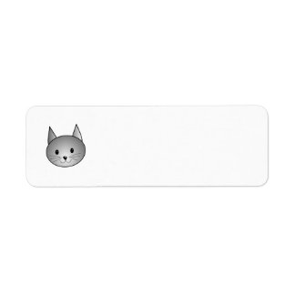 Étiquette Chat. Adorable Gray Kitty Design.