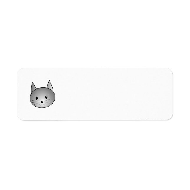 Étiquette Chat. Adorable Gray Kitty Design. (Devant)