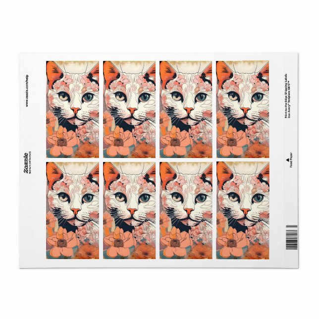 Étiquette Chat Artistique (Feuille entière)