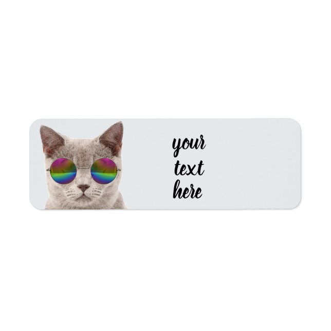 ÉTIQUETTE CHAT AVEC LUNETTES DE RETOUR (Devant)