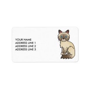 Étiquette Chat Birman/Ragdoll au point chocolat tabby & Text