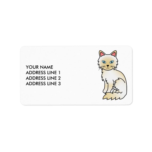 Étiquette Chat Birman / Ragdoll crème pointe & Texte personn (Devant)
