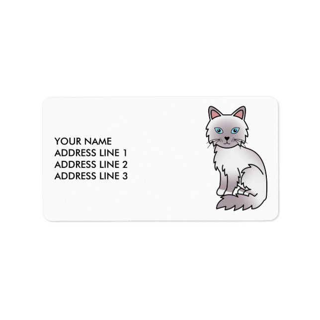 Étiquette Chat Birman/Ragdoll Lilac Point & Texte personnali (Devant)