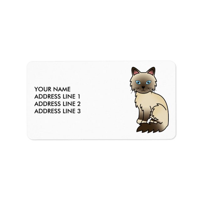 Étiquette Chat Birman/ Ragdoll Point Chocolat & Texte Person (Devant)