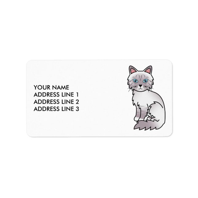 Étiquette Chat Birman/Ragdoll Tabby au point lilas & Texte p (Devant)