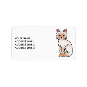 Étiquette Chat Birman/Ragdoll Tabby Point Rouge & Texte Pers