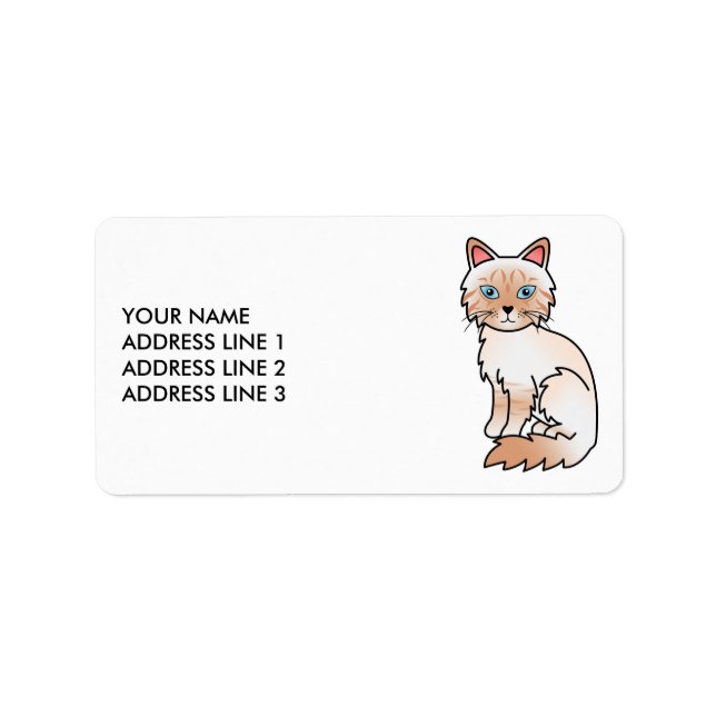 Étiquette Chat Birman/Ragdoll Tabby Point Rouge & Texte Pers (Devant)
