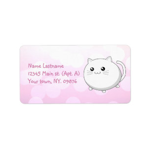 Étiquette Chat blanc de minou de kawaii mignon