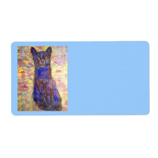 Étiquette chat bleu cool