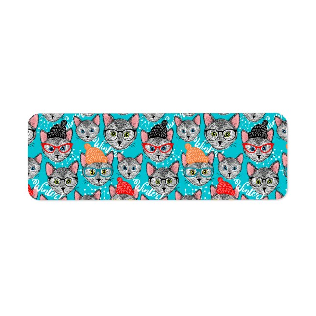 Étiquette Chat dans le casquette (Devant)