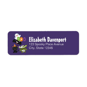 Étiquette Chat de Cute Halloween, bat, mummy et ghost