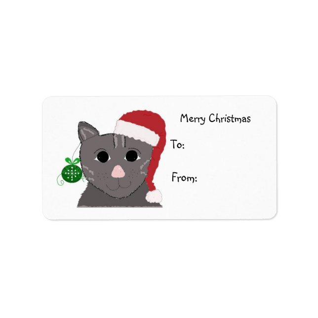 Étiquette Chat de Noël adorable (Devant)