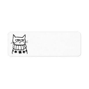 Étiquette Chat fâché dans un chandail de Noël