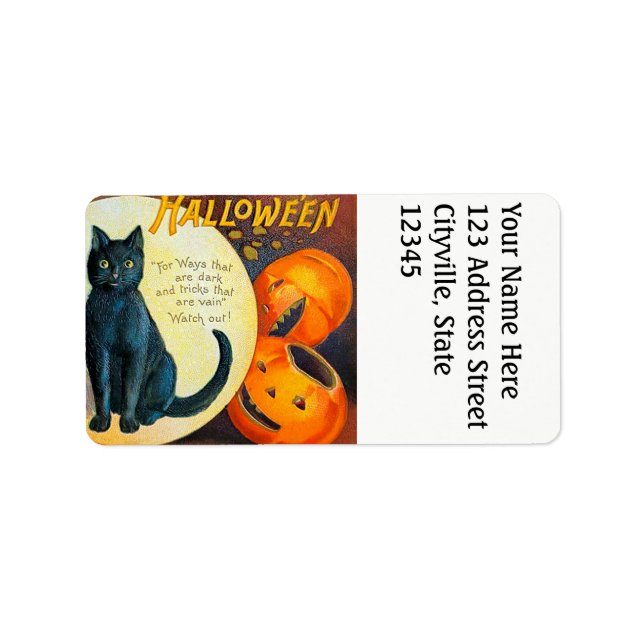 Étiquette Chat Falln Joyeux Halloween (Devant)