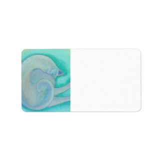 Étiquette Chat gris dormant.