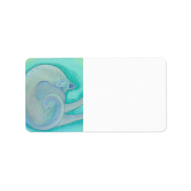 Étiquette Chat gris dormant. (Devant)