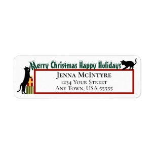 Étiquette Chat Joyeux Noël de Noël Adresse de retour