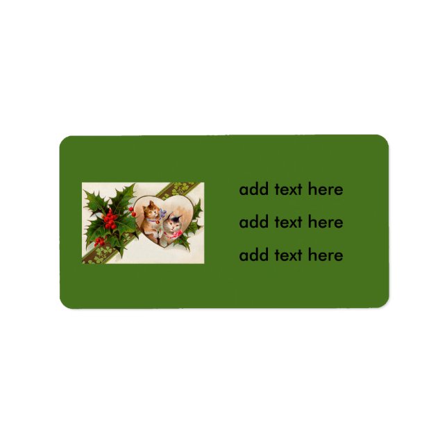 Étiquette Chat Kitten Shamrock de coeur Holly (Devant)