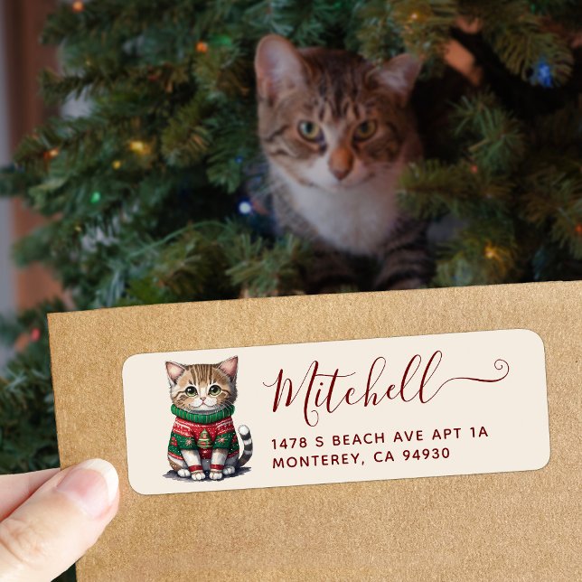 Étiquette Chat mignon Ugly Sweat Party Adresse (Créateur téléchargé)