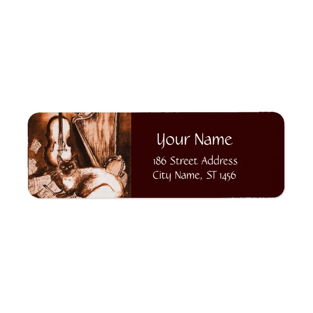 Étiquette CHAT MUSIQUE, Instruments de musique, Blanc Brown (Devant)