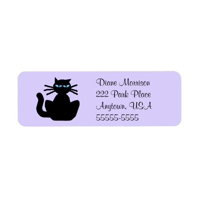 Étiquette Chat noir de bande dessinée avec le retour de (Devant)