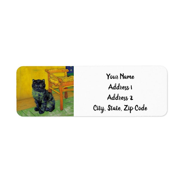 Étiquette Chat noir de Van Gogh (Devant)