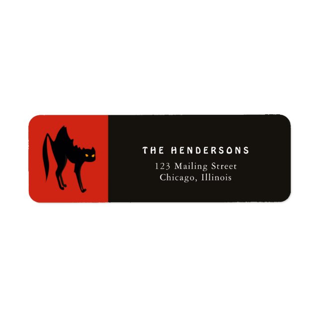 Étiquette Chat noir d'Halloween (Devant)