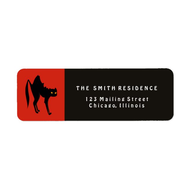 Étiquette Chat noir d'Halloween (Devant)