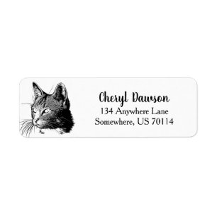Étiquette Chat noir et blanc moderne