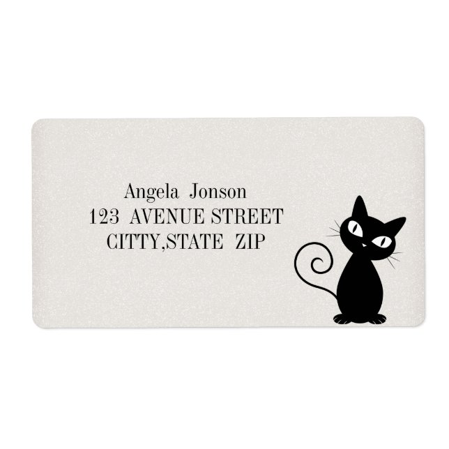 Étiquette Chat noir fantaisiste et scintillant (Devant)