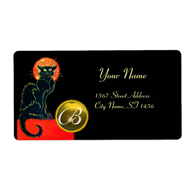 ÉTIQUETTE CHAT NOIR HALLOWEEN PARTY MONOGRAM (Devant)
