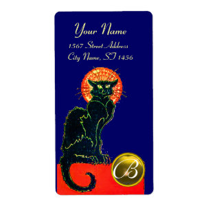 ÉTIQUETTE CHAT NOIR HALLOWEEN PARTY MONOGRAM