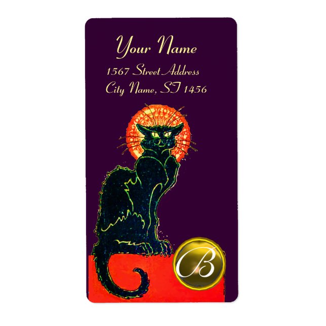 ÉTIQUETTE CHAT NOIR HALLOWEEN PARTY MONOGRAM (Devant)