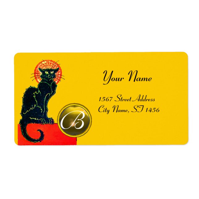 ÉTIQUETTE CHAT NOIR HALLOWEEN PARTY MONOGRAM (Devant)