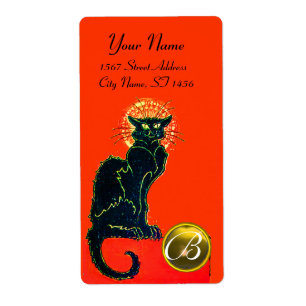 ÉTIQUETTE CHAT NOIR HALLOWEEN PARTY MONOGRAM