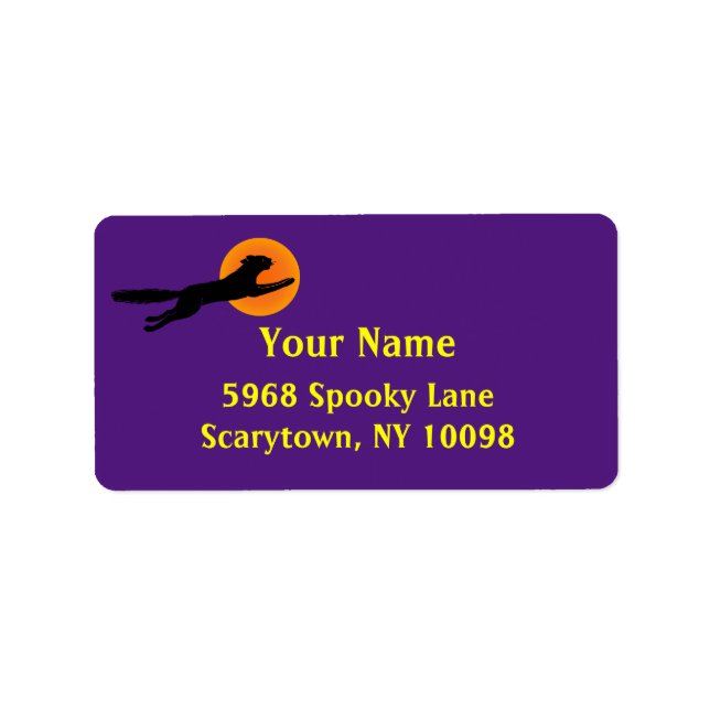 Étiquette Chat noir Orange Lune Personnalisé Halloween Lable (Devant)