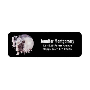Étiquette Chat noir par une Pleine lune magique