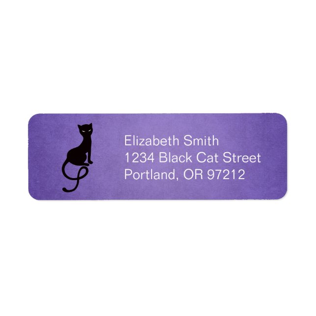 Étiquette Chat noir violet Gracieux (Devant)