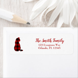 Étiquette Chat Plaid Check Silhouette Adresse de retour