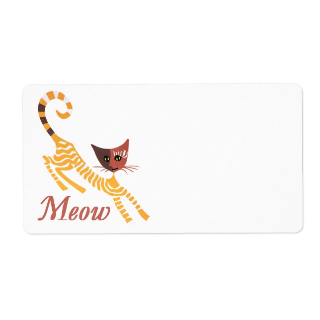 Étiquette Chat rouge drôle (Devant)