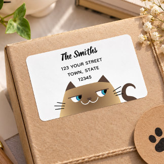Étiquette Chat siamois mignon adresse de l'expéditeur