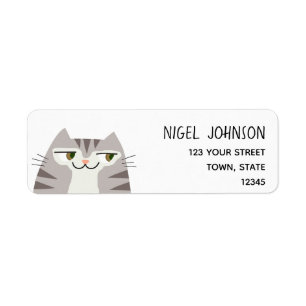 Étiquette Chat tigré mignon adresse de retour