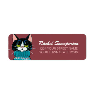 Étiquette Chat Tuxedo portant un pull moche