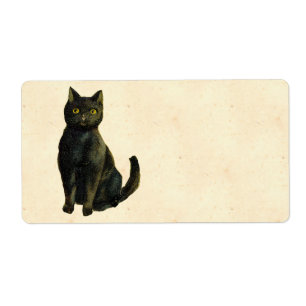 Étiquette Chat vintage de Halloween