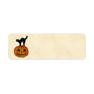 Étiquette Chat vintage de Halloween